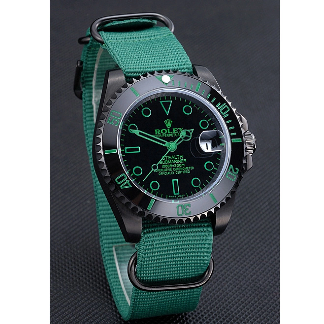 Aaa replica Rolex Submariner Stealth Strap 622009 Green Nylon 0815